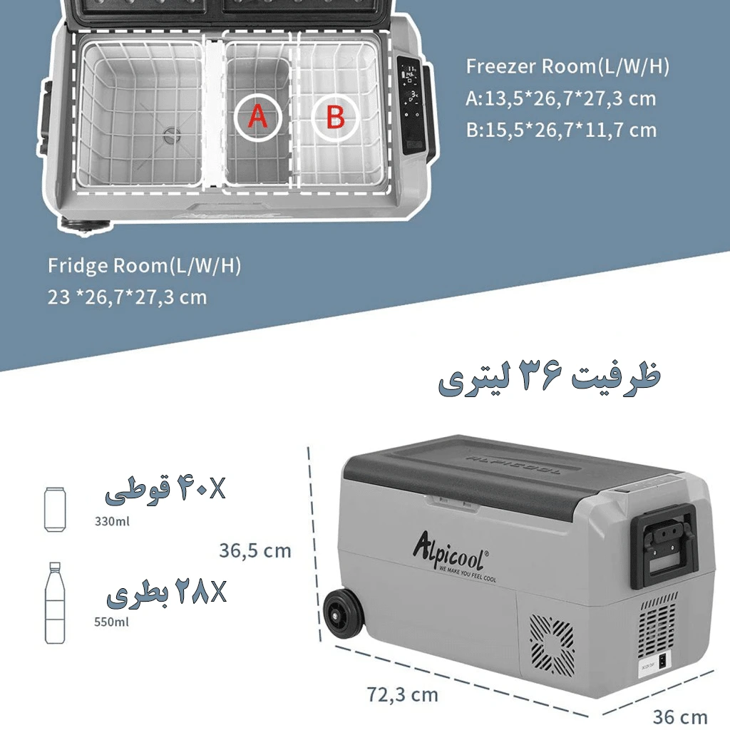 فریزر ۳۶ لیتر الپیکول مدلt36 مختص کمپ